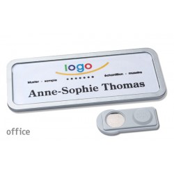 Namensschild OFFICE® 30 Farbe edelstahl matt mit Magnet standard