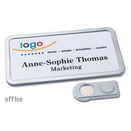 Namensschild OFFICE® 40 Farbe edelstahl matt mit Magnet standard