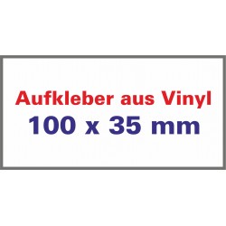 Aufkleber aus Vinylfolie Ecken spitz 100x35mm