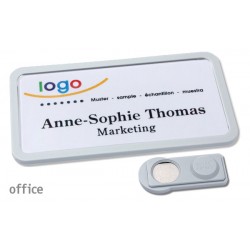 Namensschild OFFICE® 40 Farbe hellgrau mit Magnet standard